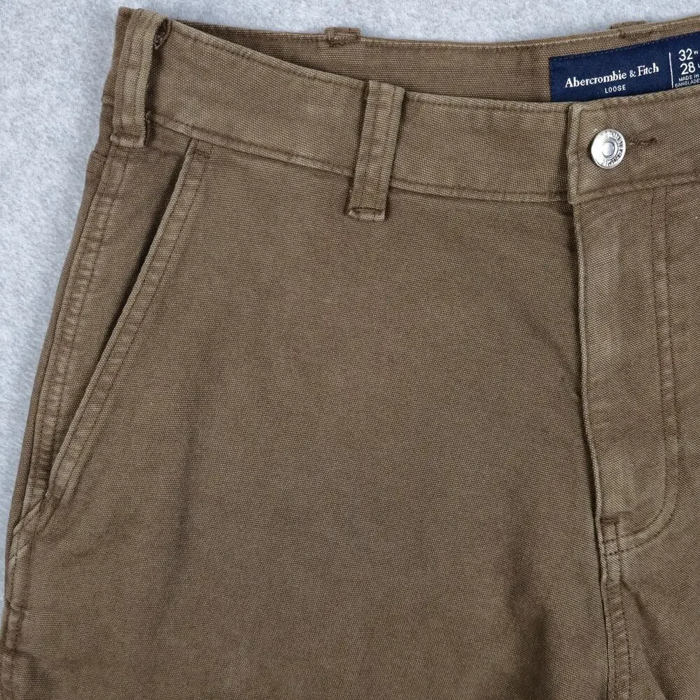 Abercrombie & Fitch Mens 32x28 Brown Canvas Loose Workwear Pants